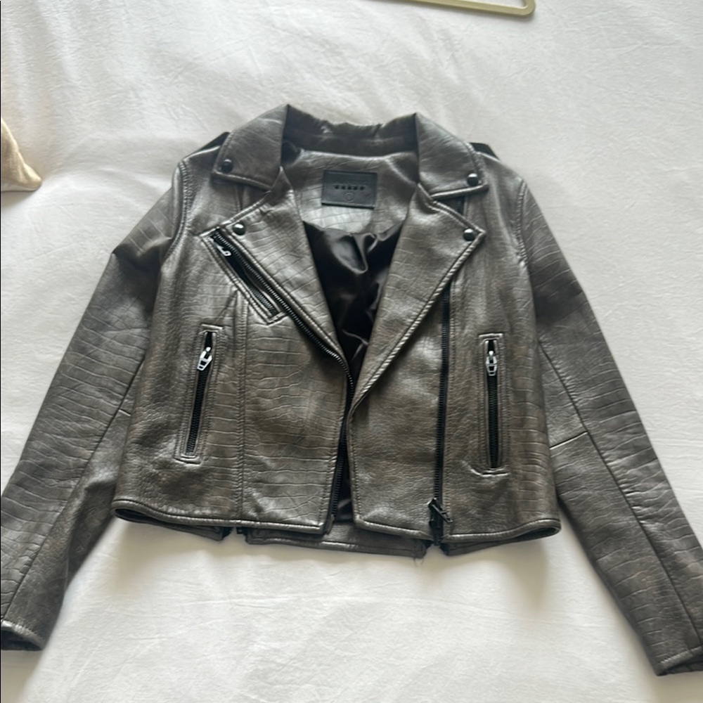 BLANK NUYC Gray Leather Style Jacket